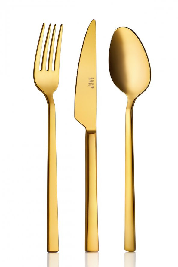 Klas Titanyum Mat Gold 24 Parça Çatal Kaşık Bıçak Takımı 18/10 Paslanmaz Çelik - 2