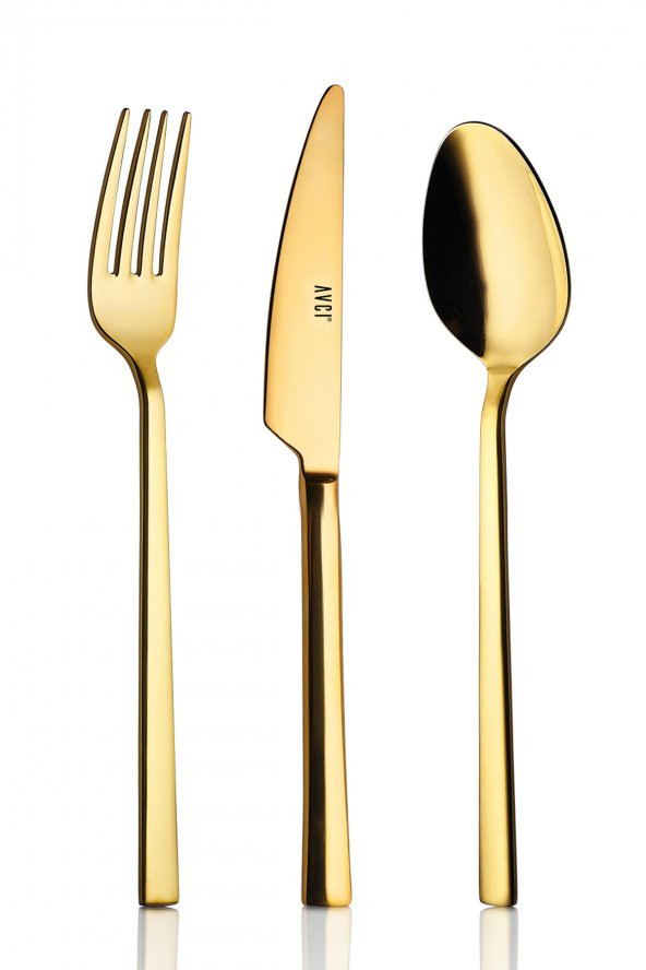 Klas Titanyum Parlak Gold 30 Parça Çatal Kaşık Takımı 18/10 Paslanmaz Çelik - 2