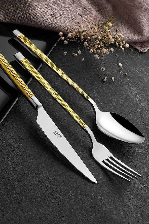 Pera Gold 72 Parça Çatal Kaşık Bıçak Takımı 18/10 Paslanmaz Çelik