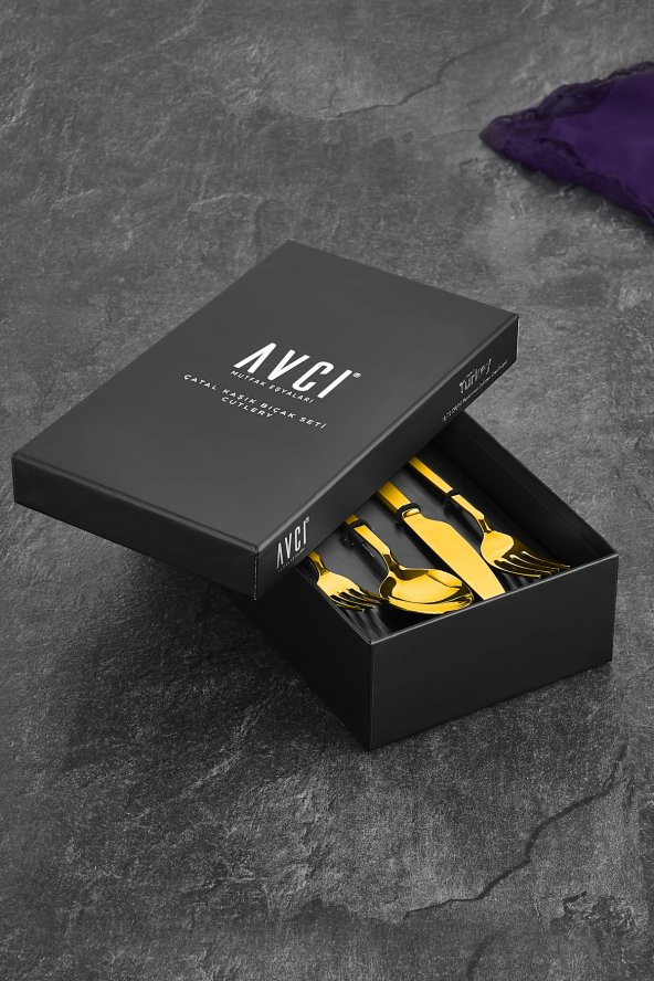 Klas Titanyum Mat Gold 24 Parça Çatal Kaşık Bıçak Takımı 18/10 Paslanmaz Çelik - 3