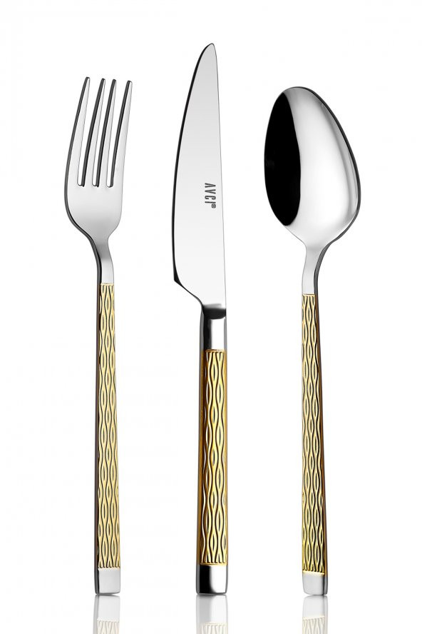 Pera Gold 24 Parça Çatal Kaşık Bıçak Takımı 18/10 Paslanmaz Çelik - 2