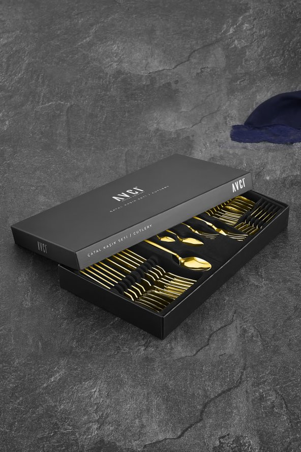 Klas Titanyum Parlak Gold 30 Parça Çatal Kaşık Takımı 18/10 Paslanmaz Çelik - 3