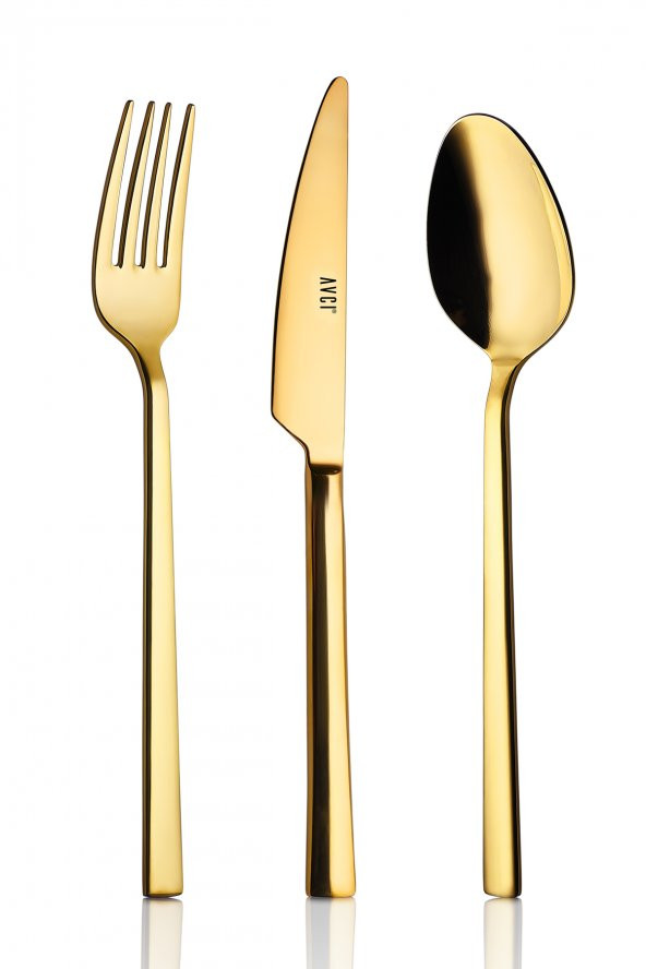 Klas Titanyum Parlak Gold 60 Parça Çatal Kaşık Bıçak Takımı 18/10 Paslanmaz Çelik (Bıçaklı) - 2