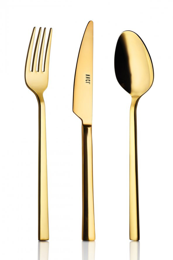 Klas Titanyum Parlak Gold 72 Parça Çatal Kaşık Bıçak Takımı 18/10 Paslanmaz Çelik - 2