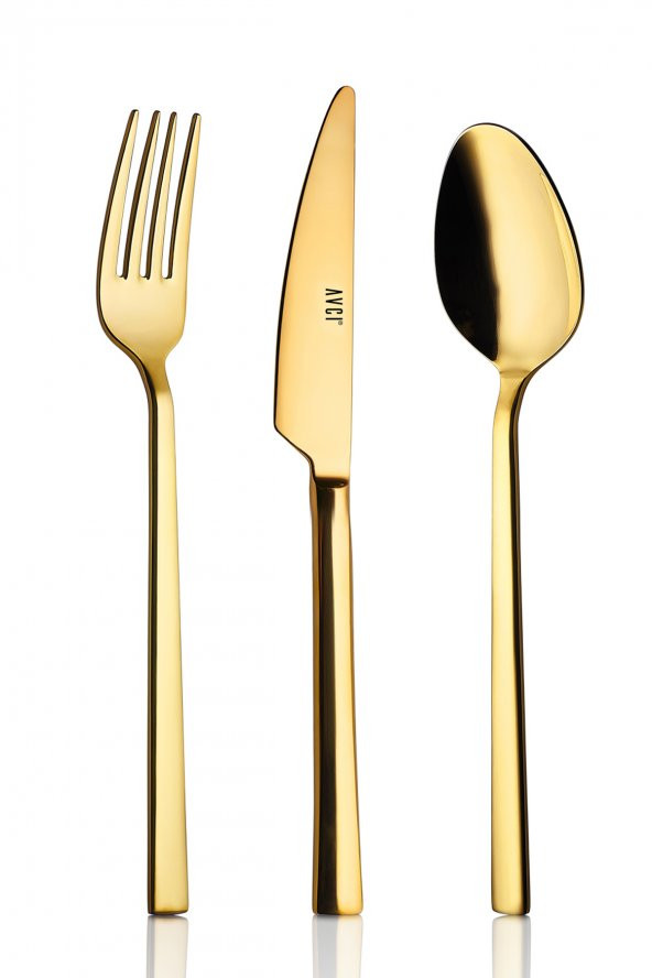 Klas Titanyum Parlak Gold 84 Parça Çatal Kaşık Bıçak Takımı 18/10 Paslanmaz Çelik - 2