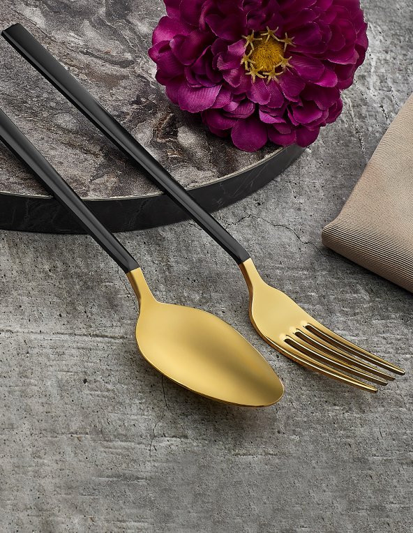 Black Mix Touch Mat 30 Parça Çatal Kaşık Takımı 18/10 Paslanmaz Çelik