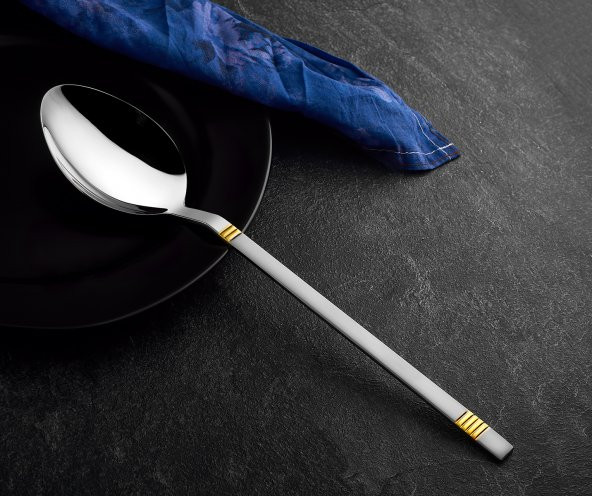 Duru Saten Gold 18/10 Paslanmaz Çelik Servis Kaşık - Resim 2