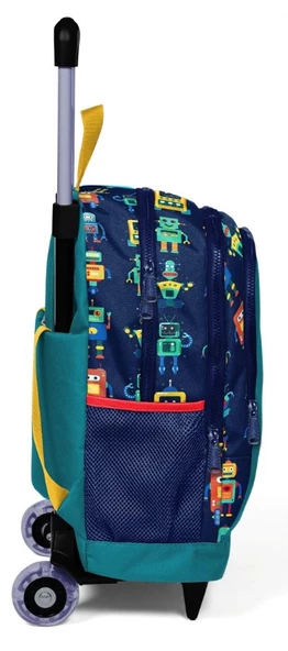 Coral High Robot Baskılı Çekçek Okul Çantası - Işıklı Tekerlekler - Resim 2