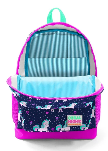 Coral High Mor Unicorn Baskılı İlkokul ve Günlük Sırt Çantası - Kız Çocuk - Resim 3