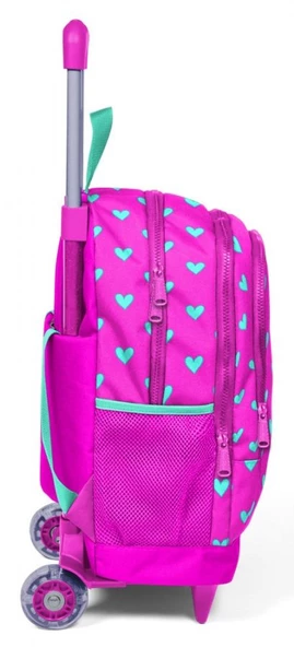 Coral High Işıklı Tekerlekli İlkokul Çantası - Pembe Yeşil Kalpler - Kız Çocuk - Resim 2