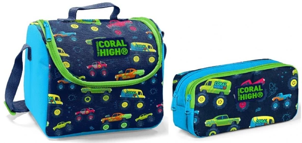 Coral High Beslenme Çantası ve Kalemlik Takım - Lacivert - Off Road - Erkek Çocuk