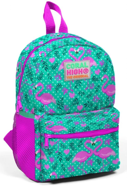 Coral High Yeşil Flamingo Baskılı Yuva, Kreş ve Günlük Sırt Çantası - Kız Çocuk