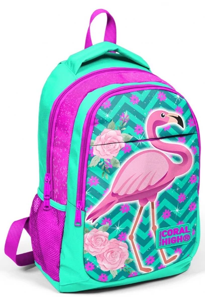 Coral High Pembe Flamingo Kız Çocuk İlkokul Çantası ve Kalemlik Seti - Resim 2