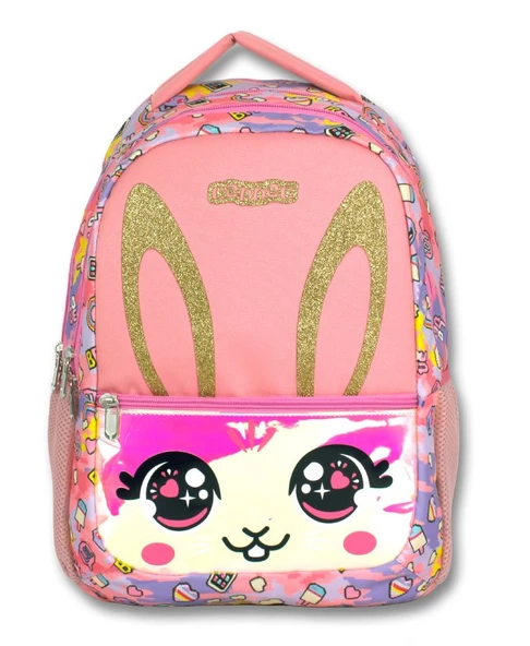 Cennec Üç Bölmeli Simli ve Aynalı İlkokul Çantası - Kız Çocuk - Kedi ürün görseli