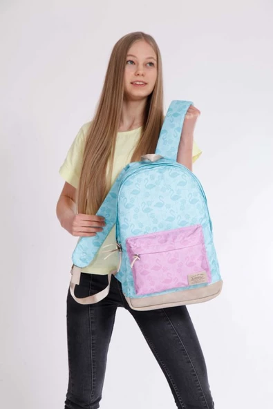 Kaukko Wichlight Mavi - Mor Flamingo Okul ve Günlük Sırt Çantası - Resim 4