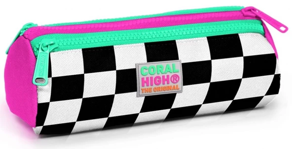 Coral High Pembe Damalı İlkokul Sırt Çantası ve Kalemlik Seti - Kız Çocuk - USB Soketli - 3