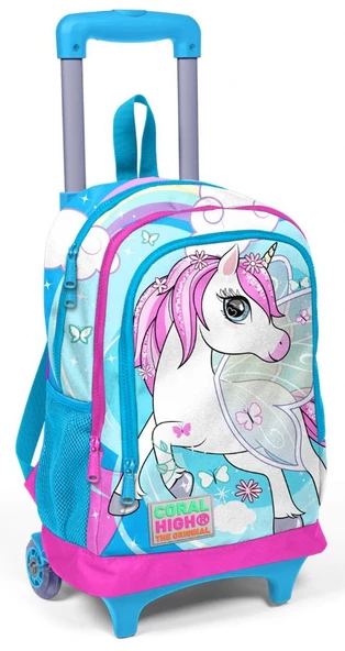 Coral High Mavi Unicorn Kız Çocuk Çekçek Çanta Seti - Işıklı Tekerlekler - 2