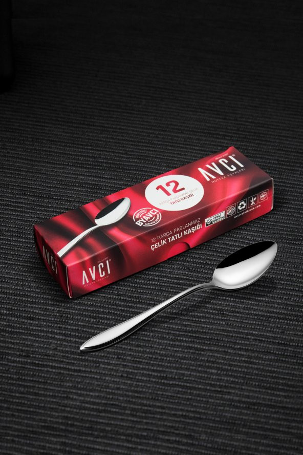 Elit 12 Adet Tatlı Kaşığı 18/10 Paslanmaz Çelik 2 mm