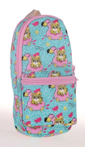 Kaukko Nature Junior Bag Aslan ve Flamingo Kalem Çantası - Kız Çocuk