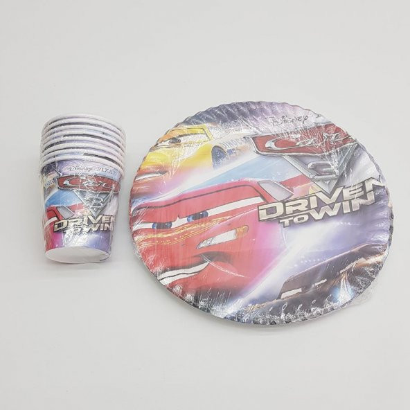 Cars (Şimşek McQueen) Temalı Karton Tabak Bardak Seti - 8 Kişilik - 2