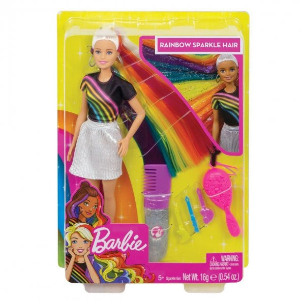 Barbie FXN96 Barbie Gökkuşağı Renkli Saçlar Bebeği