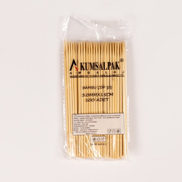 Kumsalpak 15cmx3mm bambu çöpşiş 100’lü - 1