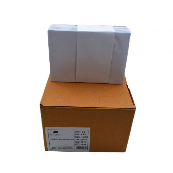 AsilDoğan Zarf Davetiye Zarfı Beyaz 1.Kalite Hamur 13x18 cm 90 gr 500lü