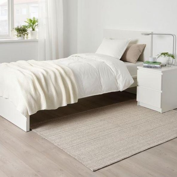 Natürel İnce Halı 120x180 cm %100 Pamuk MeridyenDukkan Kırık Beyaz 2 mm - 4