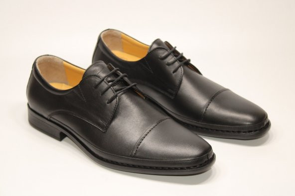 MND HAKİKİ DERİ BAĞCIKLI ORTOPEDİK HAFİF TABAN ERKEK SİYAH GÜNLÜK RAHAT KLASİK AYAKKABI