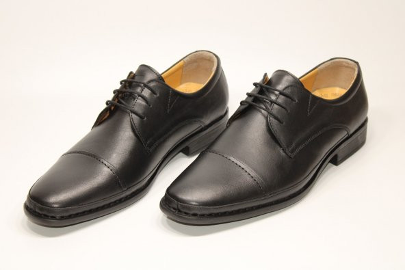 MND HAKİKİ DERİ BAĞCIKLI ORTOPEDİK HAFİF TABAN ERKEK SİYAH GÜNLÜK RAHAT KLASİK AYAKKABI - 4