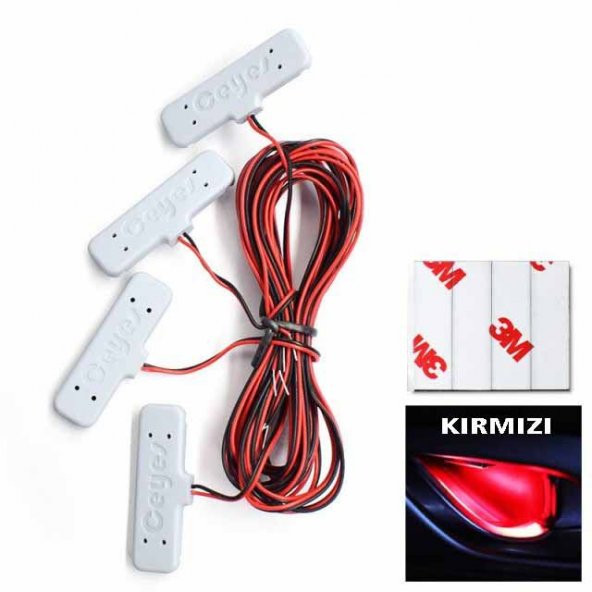 Kapı Kolu Aydınlatma Kırmızı OTO Aksesuar Araç İçi LED Kapı İçi LED Lamba Kapı Kolu Led Aydınlatma - 3