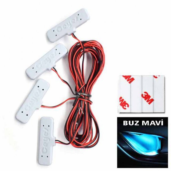 Kapı Kolu Aydınlatma Buz Mavi Araç İçi LED Kapı İçi LED Lamba Kapı Kolu Led Aydınlatma OTO Aksesuar - 3