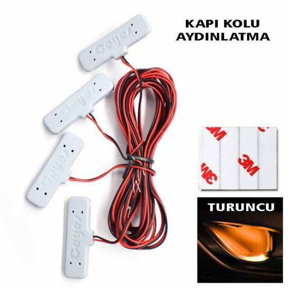 Kapı Kolu Aydınlatma Turuncu Kapı İçi LED Lamba Kapı Kolu Led Aydınlatma OTO Aksesuar Araç İçi LED
