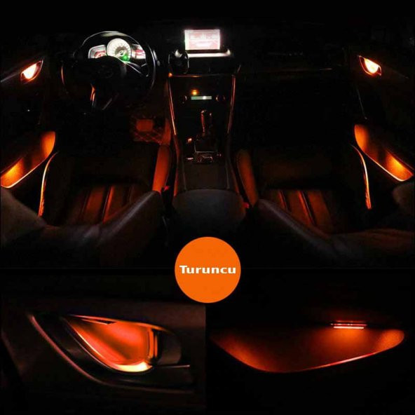 Kapı Kolu Aydınlatma Turuncu Kapı İçi LED Lamba Kapı Kolu Led Aydınlatma OTO Aksesuar Araç İçi LED - 2