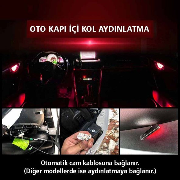 Kapı Kolu Aydınlatma Turuncu Kapı İçi LED Lamba Kapı Kolu Led Aydınlatma OTO Aksesuar Araç İçi LED - 3