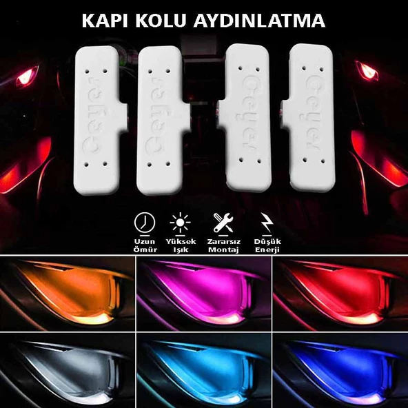 Kapı Kolu Aydınlatma Buz Mavi OTO Aksesuar Araç İçi LED Kapı İçi LED Lamba Kapı Kolu Led Aydınlatma