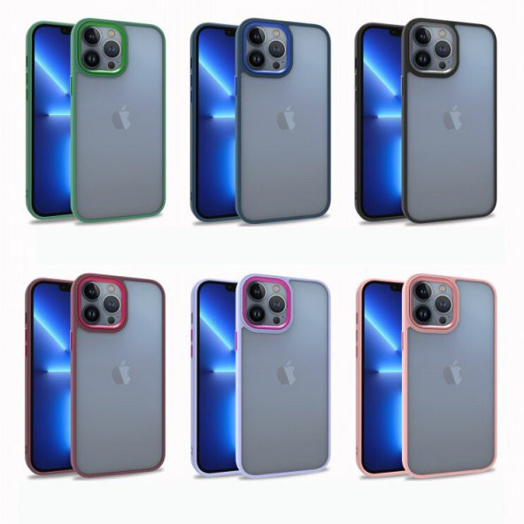 KNY Apple İphone 13 Kılıf Silikon Kenarlı Renkli Flora Kapak Lacivert - 3