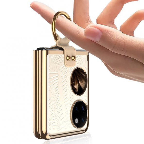 KNY Huawei P50 Pocket Kılıf Renkli Kenarlı Yüzüklü Kıpta Kapak Gri - 3