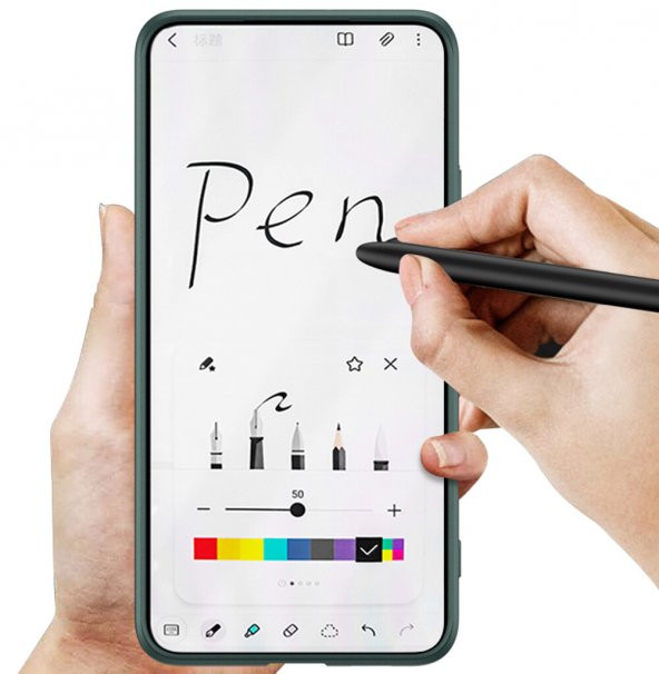 KNY Samsung Galaxy S22 Kılıf Kalem Koymalı Renkli Sert Kıpta Kapak Yeşil - 4