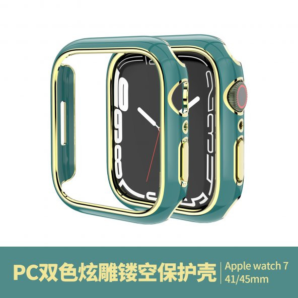 KNY Apple Watch 7 41 MM İçin Seramik Görünümlü Kasa Koruyucu Gard Kapak Siyah - 3