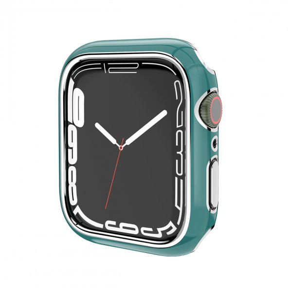KNY Apple Watch 7 41 MM İçin Seramik Görünümlü Kasa Koruyucu Gard Kapak Siyah - 4