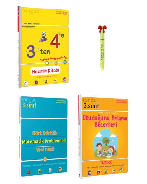 Tonguç 3'den 4'e Hazırlık Kitabı,Dört dörtlük Matematik ve Okuduğunu Anlama
