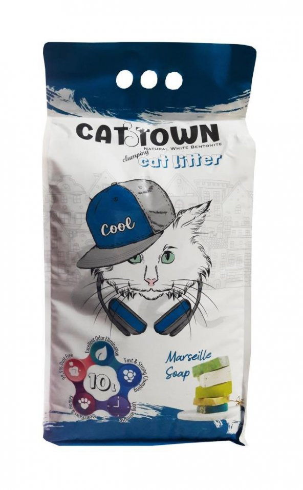Cat Town Topaklaşan Kedi Kumu Marsilya Sabunlu İnce Taneli 10 Lt