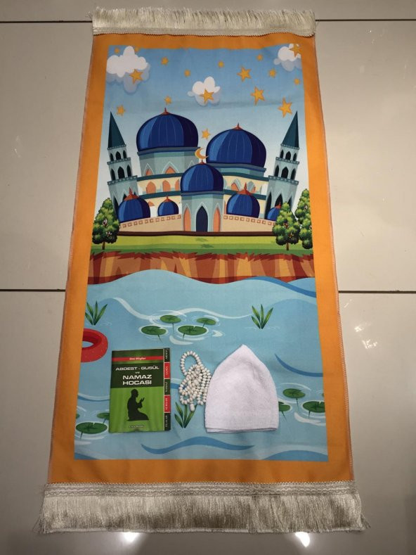 Turuncu Çocuk Seccade Seti Büyük Boy