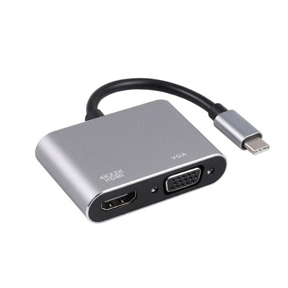 Winex 2in1 Type-C to 4K HDMI + VGA Çevirici ve Dönüştürücü Adaptör