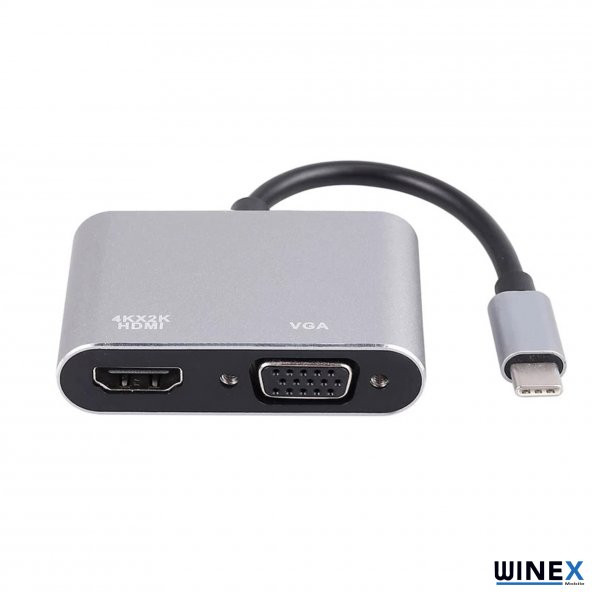 Winex 2in1 Type-C to 4K HDMI + VGA Çevirici ve Dönüştürücü Adaptör - 2
