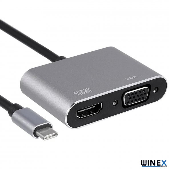 Winex 2in1 Type-C to 4K HDMI + VGA Çevirici ve Dönüştürücü Adaptör - 3