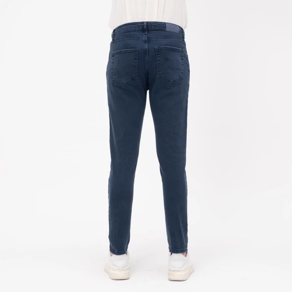 Erkek Slim Fit Düz Renk Likralı Jean Kot Pantolon - 4