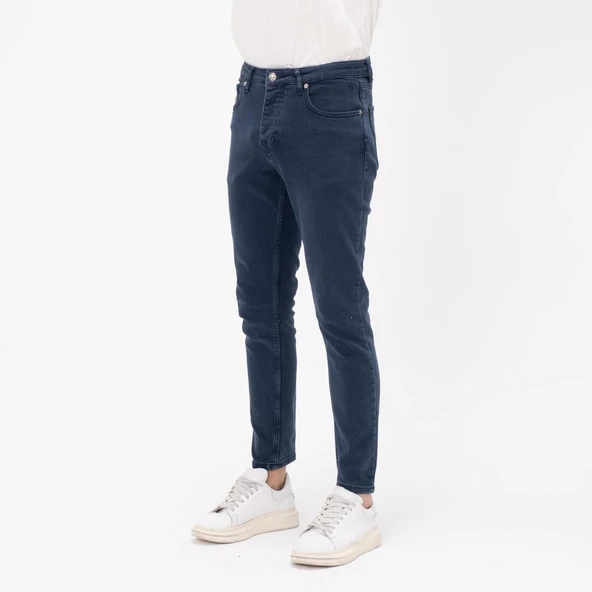 Erkek Slim Fit Düz Renk Likralı Jean Kot Pantolon - 2