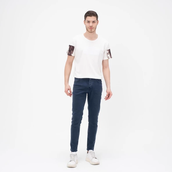 Erkek Slim Fit Düz Renk Likralı Jean Kot Pantolon - 5